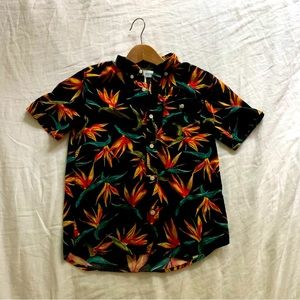 Old Navy Boys Floral Birds Of Paradise Tropical Summer Beach Button down
